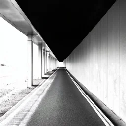 Highway rest area with steep walls and empty spacious parking spaces