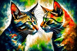 abstract art of pain of losing two pet cats