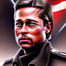 spray paint fantasy art, photorealism, realistic portrait of a young brad pitt, movie poster, titanic in the background