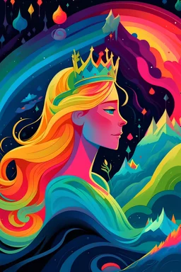 Generate a gouache illustration based on the song Queendom by 'Aurora'