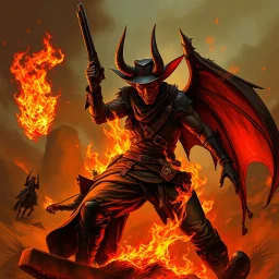 blaze the pyromancer devil wild west bandit fantasy art