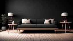 modern living room with sofa. scandinavian interior design furniture. 3d illustration