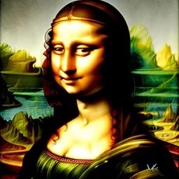 woolitize, Mona lisa, rusty metal, feathers, Dryad, fae, sidhe, ominous, nature, plants, wildflower, facepaint, dnd character portrait, intricate, oil on canvas, masterpiece, expert, insanely detailed, 4k resolution, retroanime style, cute big circular reflective eyes, Pixar render, unreal engine cinematic smooth, intricate detail , soft smooth lighting, soft pastel colors