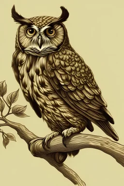 Wise Old Owl on a Branch