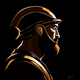 A side profile illustration of a greek spartan in the style of Benedick Bana and adi granov