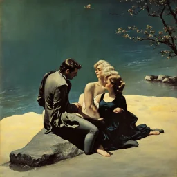 Maxfield Parrish man and a beautifull woman