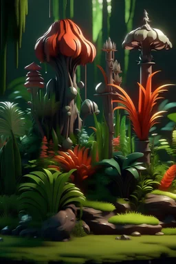 stylized forest plants highpoly concept art