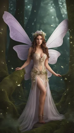 a woman dressed as a fairy in a forest, stunning 3d render of a fairy, fairy cgsociety, beautiful fairie, the fairy queen, beautiful fairy, fairy magnificent, faerie, fairytale artwork, beautiful adult fairy, beautiful fantasy maiden, elegant cinematic fantasy art, very beautiful fantasy art, fairies have wings, realistic fantasy photography, beautiful fantasy art, fairylike