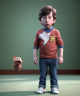 Howard wolowitz toddler, full body, dramatic lighting, angry, hyper realistic,