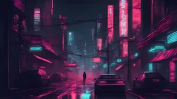 noir cyberpunk city neon, realistic, night