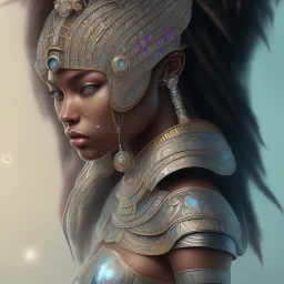 sango fantasy, fantasy magic, intricate, sharp focus, illustration, highly detailed, digital painting, concept art, matte, masterpiece head sexy Aztec beauty black afro hair space lady silver tiger head Egyptian princess pyramid