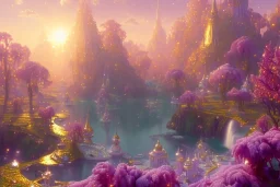 gold and light delicate violet fuchsia crystal galactique landscape, full of details, smooth, bright sunshine，soft light atmosphere, light effect，vaporwave colorful, concept art, smooth, extremely sharp detail, finely tuned detail, ultra high definition, 8 k, unreal engine 5, ultra sharp focus