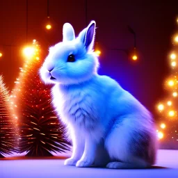 a cyber robot bunny, cute furry, dramatic lighting, xmas background, screenshot from a pixar movie, highly detailed, imax 4k