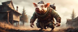 ghost pig man , finely inked, in rustic colors, 4k in the style of Peter Mohrbacher source vibrations, bokeh like f/0.8, tilt-shift lens 8k, high detail, smooth render, down-light, unreal engine, prize winning