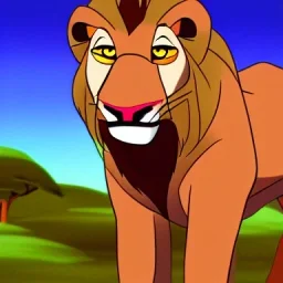 Lion King Animation OC male lion black mane triangular face hooked black nose tip