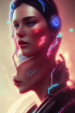 cyberpunk, head, women, portrai, tron