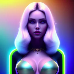 portrait in oil of busty beautiful longhair blonde woman, sweety, purpurin, skintight latex dress, gradient color, BLUE, PINK, CYAN, neon, insanely detailed, 16k resolution, perfect BIG Green eyes, cinematic smooth, intricate detail, in the style of Kaare Andrews