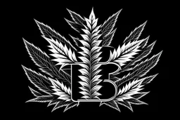 LETTER 'B' CANABIS LEAF BLACK AND WHITE RASTA