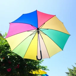 An umbrella, vibrant colors