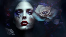 beautiful woman phantom, flower, lips, mysticism, esotericism, beauty, ghost