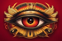 angry eye of horus symbol with yellow sclera and red iris on a red background, art deco, vector art, sticker art, detailed, 4k