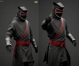 Ninja Knight, hood and mask, black custom, fights monistar