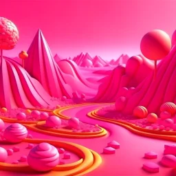 sweet food pink land. illustration 3d style. HD