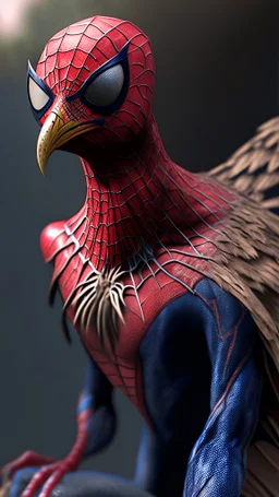 spiderman become bird, ultra realistic, 4k, ultra detail, full body, full picture