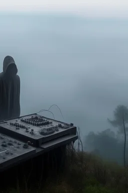 A hooded figure In the fog