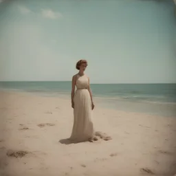 Sunny day, autochrome, tatiana romano on the beach