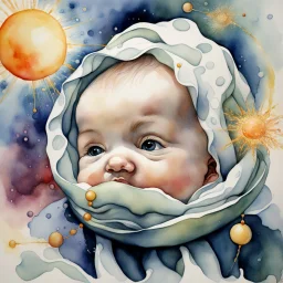 Quantum Serenity: A watercolor depiction of the conception of a baby, illustrating the interplay of microscopic quantum particles and DNA at the molecular level, embodying calmness in action.”