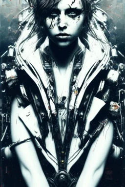 Danish singer MØ face,Abstract Yoji Shinkawa,cyberpunk,