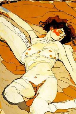 woman in a sun bath, similar to egon schiele