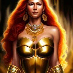 Ultra detailed fullbody Portrait in oil on canvas of beautiful REdhead amazon with Gold aRMOR sAINT SEYA style ,extremely detailed digital painting, extremely detailed face,perfect crystal clear Big Glowing eyes, mystical colors ,perfectly centered image, perfect composition, rim light, beautiful lighting, 8k, stunning scene, raytracing, anatomically correct, in the style of robert e howard and Ken Kelley and Ohrai Noriyoshi and Simon Bisley and tomzj1