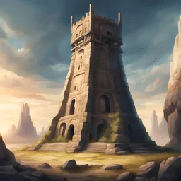 Adamantine Tower where the gods convened at the end of a era, in storybook art style