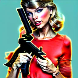 Taylor Swift holding an AR-15