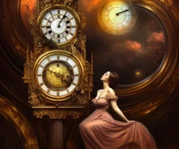 Trapped in time ” beautiful Woman trapped in a grand clock, Scenic background and foreground, Hyperdetailed, Royo, Ferri, Minguez, glowing edges, Mucha, Cina. Cinematic, WLOP, 8K, concept, sharp focus, rutkowski, detailed, Artgerm, Unity 3D, Gerald Brom, Pino Daeni, volumetric lighting