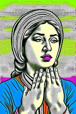 Vintage pop art style of a jewish woman from the torah praying to god