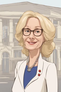 Portrait of a blonde british 50 year old female politician by Pixar