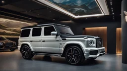 Bentley And GClass merged , desktop wallpaper, 4K, Cinematic, in the middle of showroom