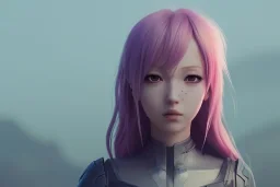 Anime girl cute neck head portrait, warrior costume, village, cyberpunk, 8k quality