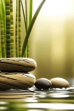 gentle shining background, spa stones and bamboo stem, pool in the background