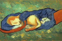 cute sleeping cat in van gogh style