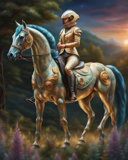 Full body caballo alienígena arte ilustración impresionista calidad ultra hiperdetallado intrincado maximalista 12k