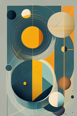 An abstract, geometric representation of the solar system, using minimalist shapes, lines, and patterns to evoke the essence of each planet and their orbits, with a harmonious color palette and a focus on symmetry and balance.