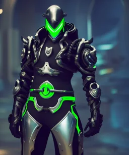 cyber ninja, black metal armor, futuristic suit, imperious, 8k resolution, overwatch, genji