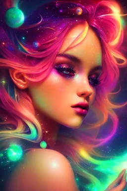 extremely beautiful art, cosmic, highly creative, rich colors, cinematic light, amazing details woman