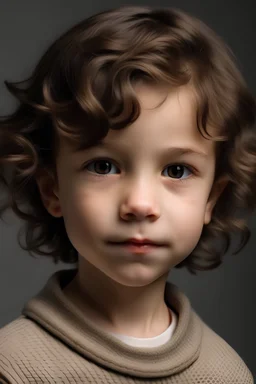uma garotinha de 8 anos, branca, de cabelo curto, castanho claro, olhos castanhos, nariz pequeno e redondinho, rosto afinado e maçãs do rosto arrrozadas