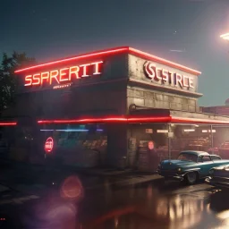 Ultra Realistic retro sci-fi burst Supermarket parking scene, 1960 year, blonde woman, sweet scarlet Johansson face, perfect iris, glow eyes, face makeup, tight latex coat; many panic people looking, Retro sci-fi style, soft color, highly detailed, unreal engine 5, ray tracing, RTX, lumen lighting, ultra detail, volumetric lighting, 3d, finely drawn, high definition, high resolution.