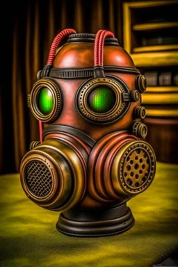 warrior portrait, Bronze metal gas-mask, comic style